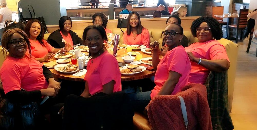 Women sharing a meal together at the retreat